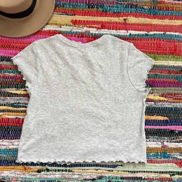 NWT BP crop top LARGE lettuce trim short sleeve tee shirt Gray - Picture 3 of 6